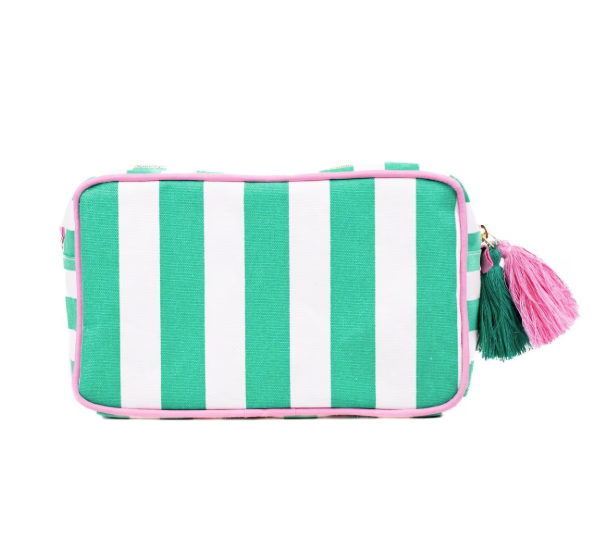Megan Cosmetic Bag White/ Emerald