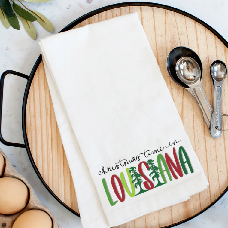 Christmas Time Cypress Trees Kitchen Towel