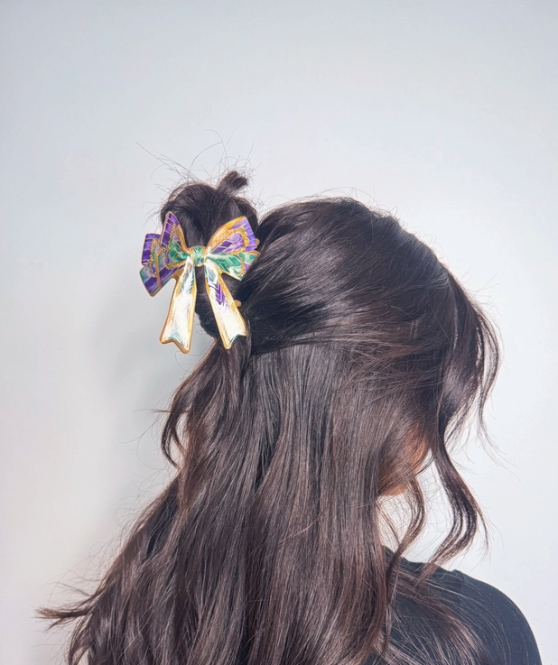 Mardi Gras Bow Claw Clip