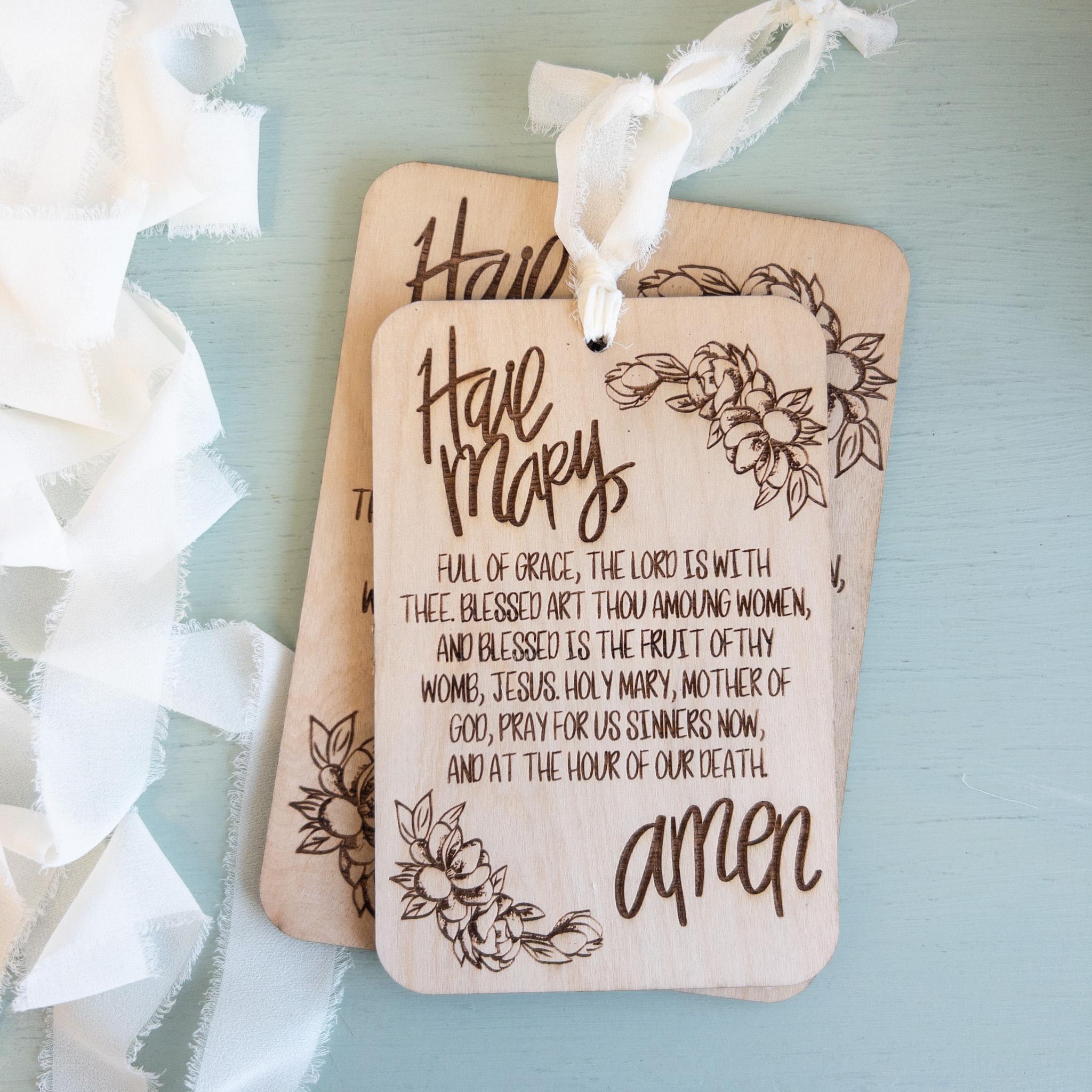 Hail Mary {Floral} Prayer Plaque
