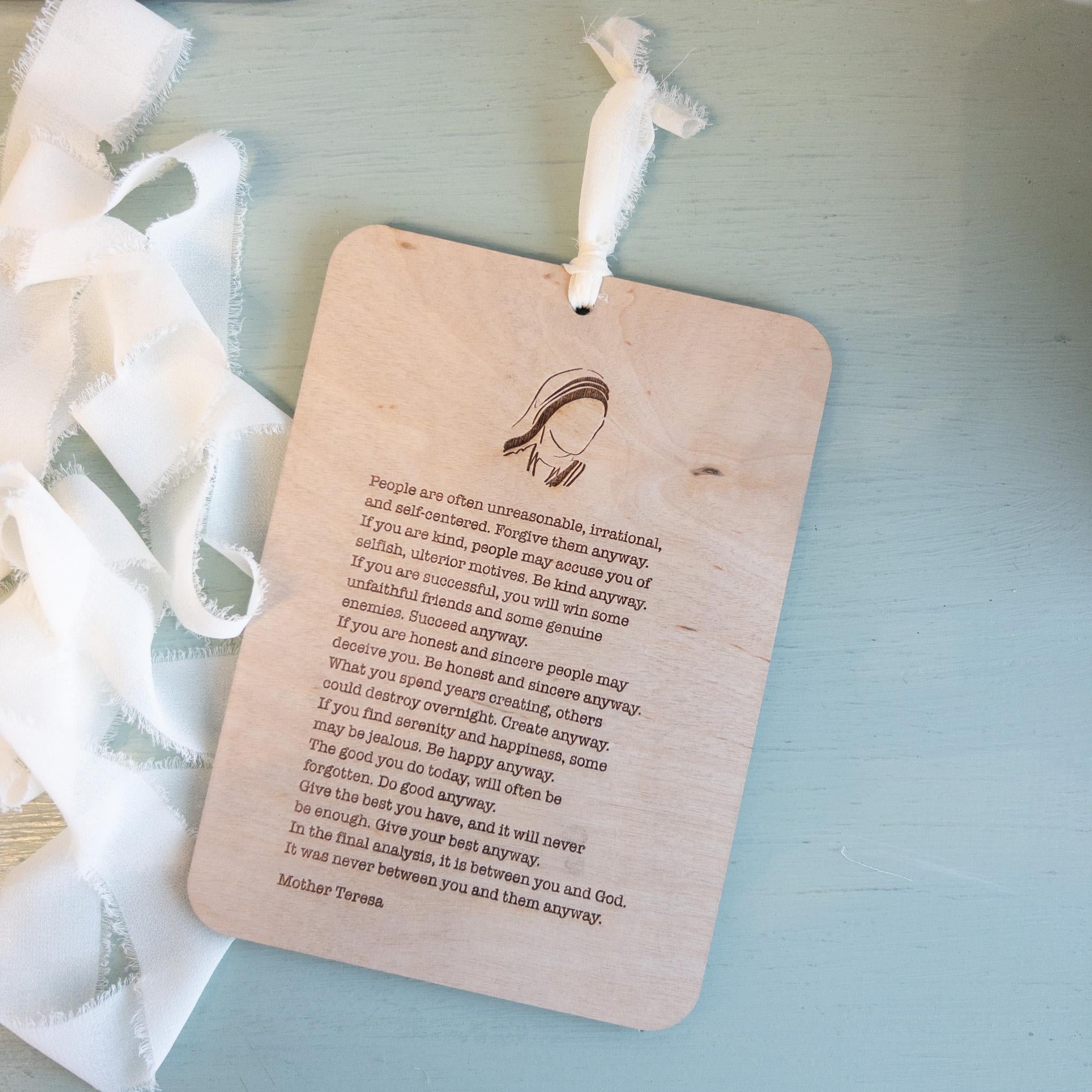 Mother Teresa Prayer Plaque