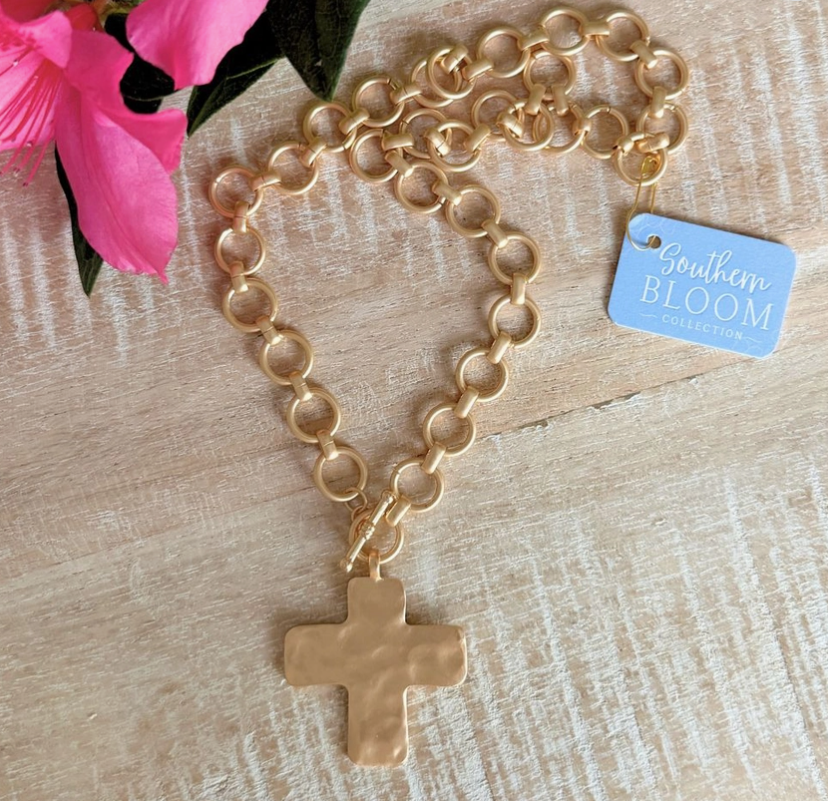 Gilded Grace Cross Statement Necklace