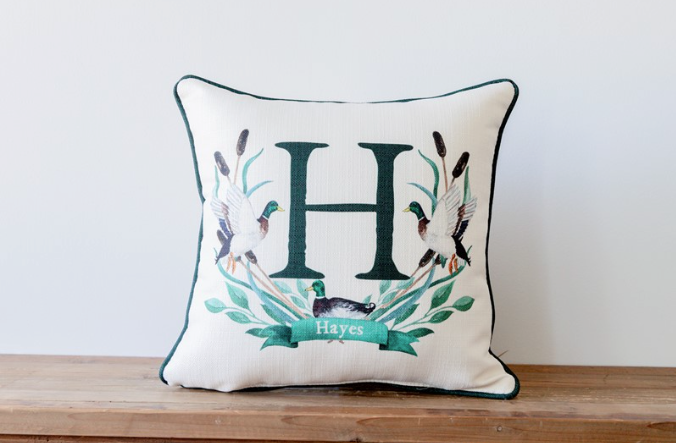 Mallard Initial Crest Pillow