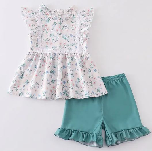 Floral Ruffle Kid's Set