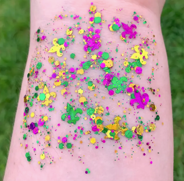 Mardi Gras Fleur De Lis Organic Hair, Body, and Face Glitter