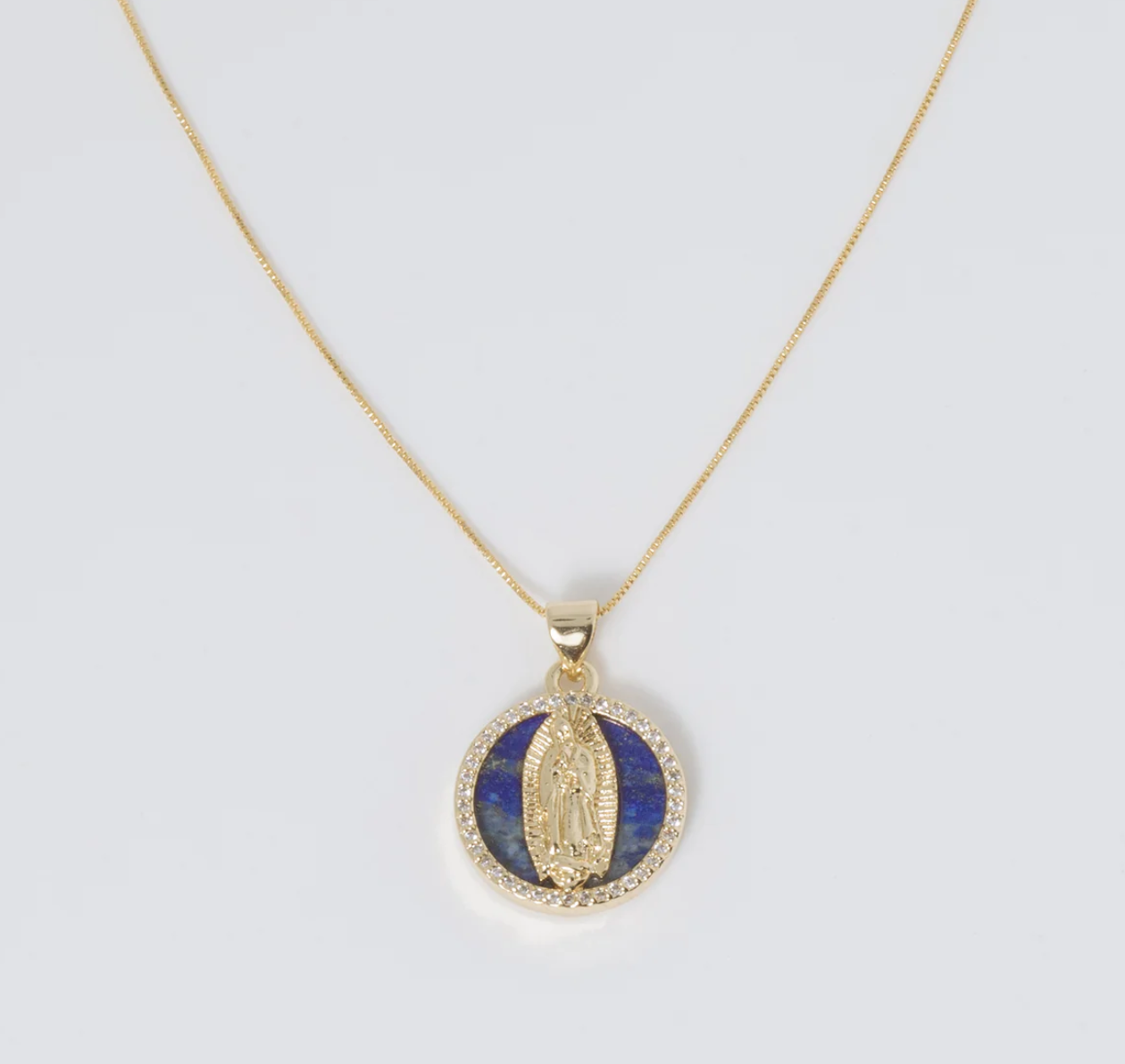 Virgin Mary Lapis Necklace