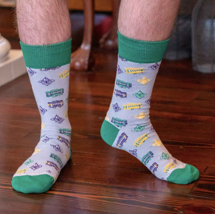Mardi Gras Streetcar Socks