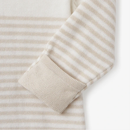 Mini Stripe Knit Coverall, Wheat