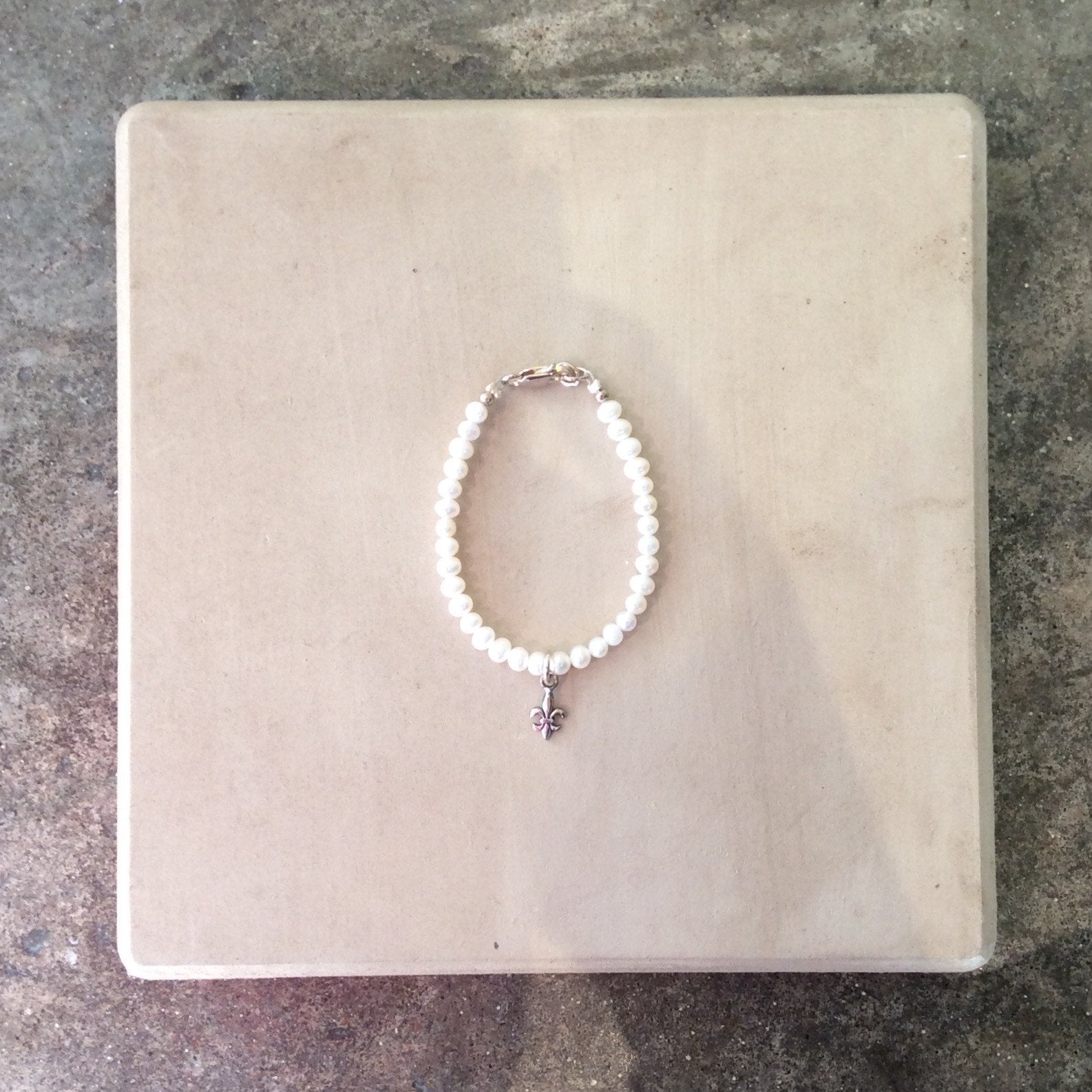 Pearl Bracelet with Fleur De Lis